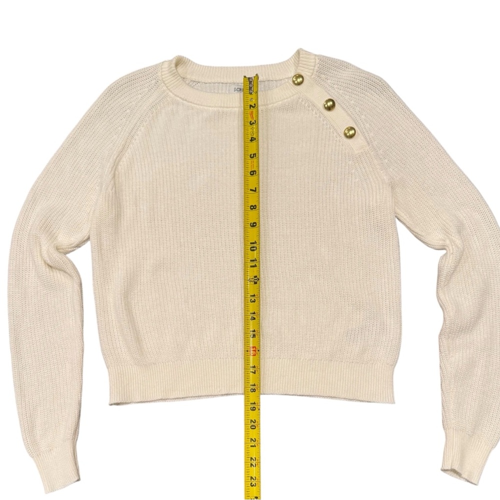 J. Crew Sweater Button Raglan Crewneck Ivory Women’s Small - Picture 7 of 9